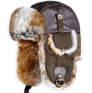 Men's Faux Leather & Canvas Trooper Hat